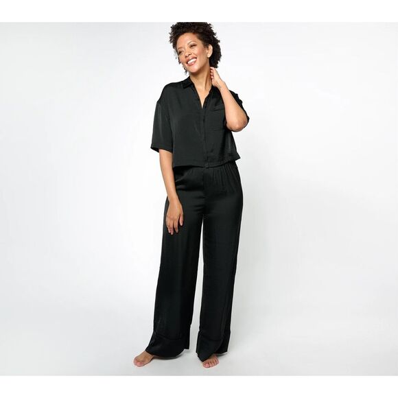 Barefoot Dreams $238 Washed Satin Cropped Dream Pajama Set 1X NEW - Picture 2 of 11